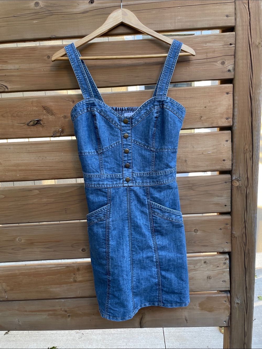 Japna Blue Denim Button Down Dress with Pockets M